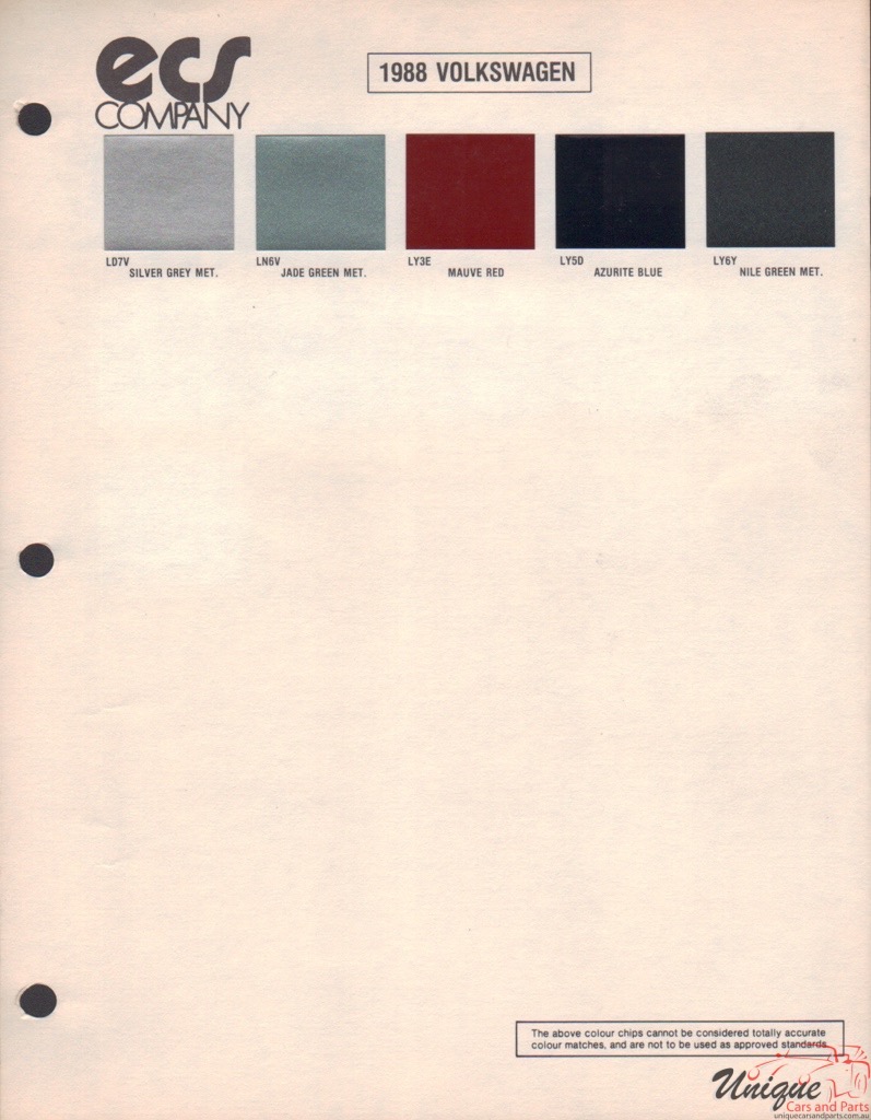 1988 Volkswagen Paint Charts ECS 1